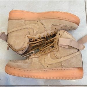 Nike camel sued Air Force 1. Brand new. Size 6.5 Y or size 8 Womens.